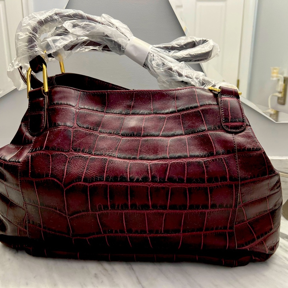 G.I.L.I.Croci Embossed Italian Leather Roma 5 Handbag